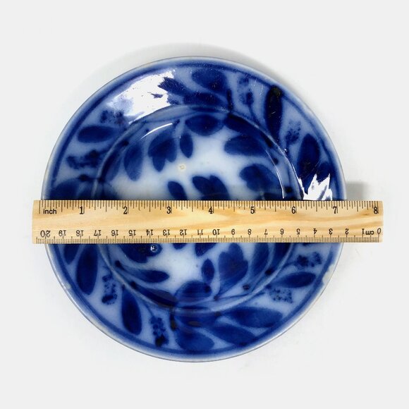 Pair of Antique Flow Blue Spinach Plates - Picture 8 of 8